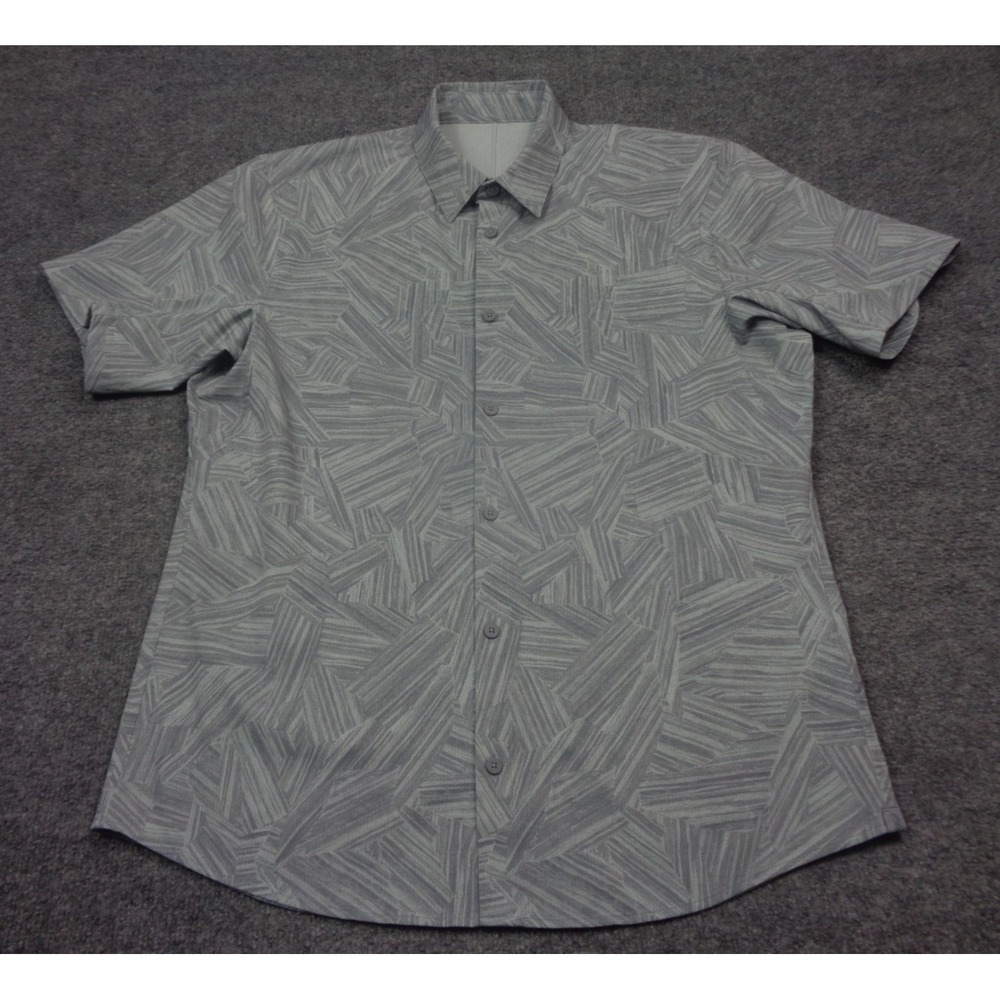 Lululemon Shirt Mens Large Gray Airing Easy Short‎ Sleeve Performance Button Up